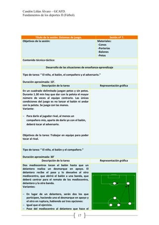 Candón Liñán Álvaro – GCAFD.
Fundamentos de los deportes II (Fútbol).
17
Título de la sesión: Sistemas de juego. Sesión nº...