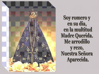 Soy romero y  en su día, en la multitud  Madre Querida. Me arrodillo  y rezo,  Nuestra Señora Aparecida. 