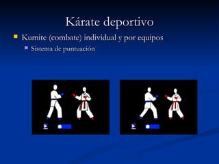 Kárate deportivo Kumite (combate) individual y por equipos Sistema de puntuación 