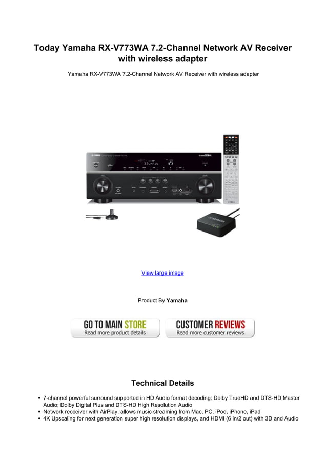 Today yamaha rx v773 wa 7.2channel network av receiver with wireless
