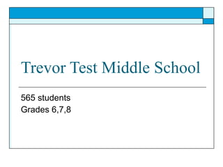 Trevor Test Middle School 565 students Grades 6,7,8 