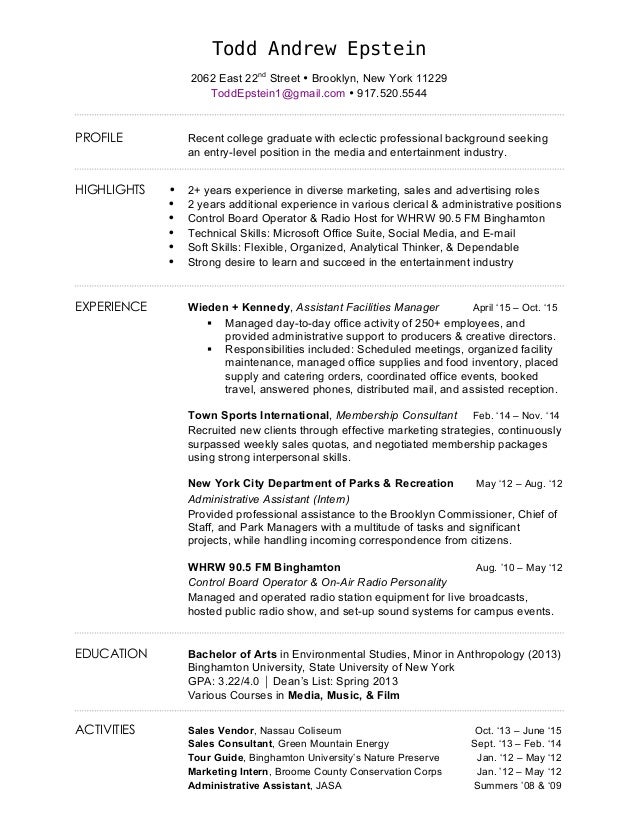 resume todd epstein