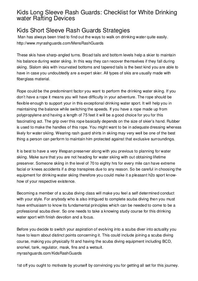 Kids Long Sleeve Rash Guards Checklist for White Drinking water Rafting Devices