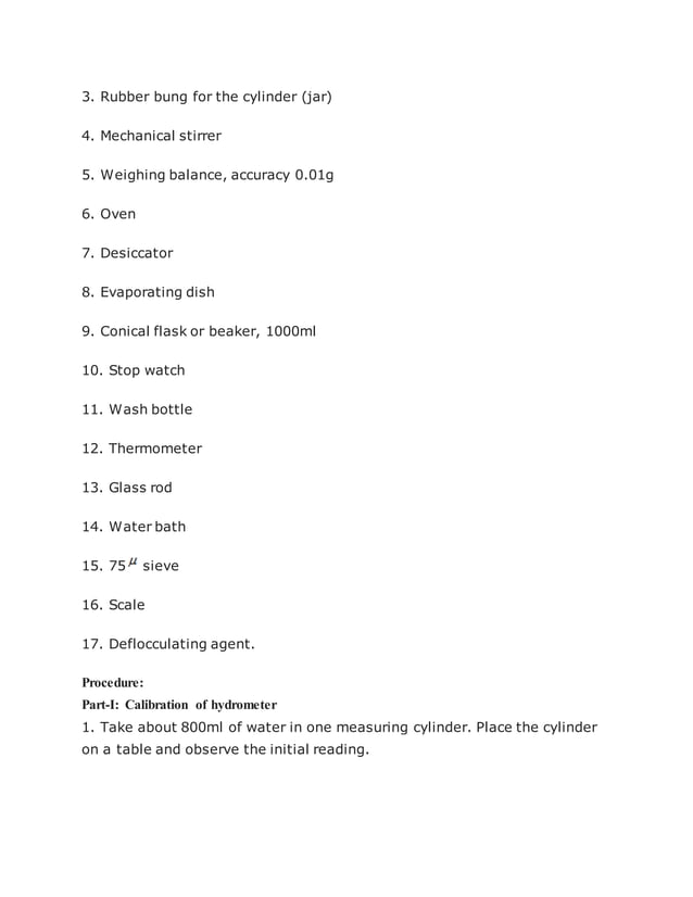 To determine the particle size distribution of soil by hydrometer