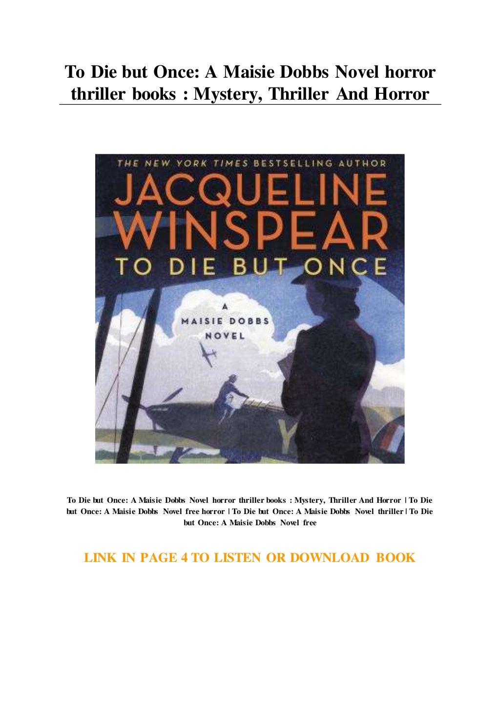 maisie dobbs to die but once