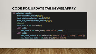 CODE FOR UPDATETAB INWEBAPP.PY
 