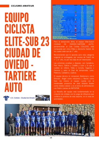 2829
EQUIPO
CICLISTA
ELITE-SUB23
CIUDADDE
OVIEDO-
TARTIERE
AUTO
Para la temporada 2016, el equipo Elite-Sub23
CIUDAD DE OV...