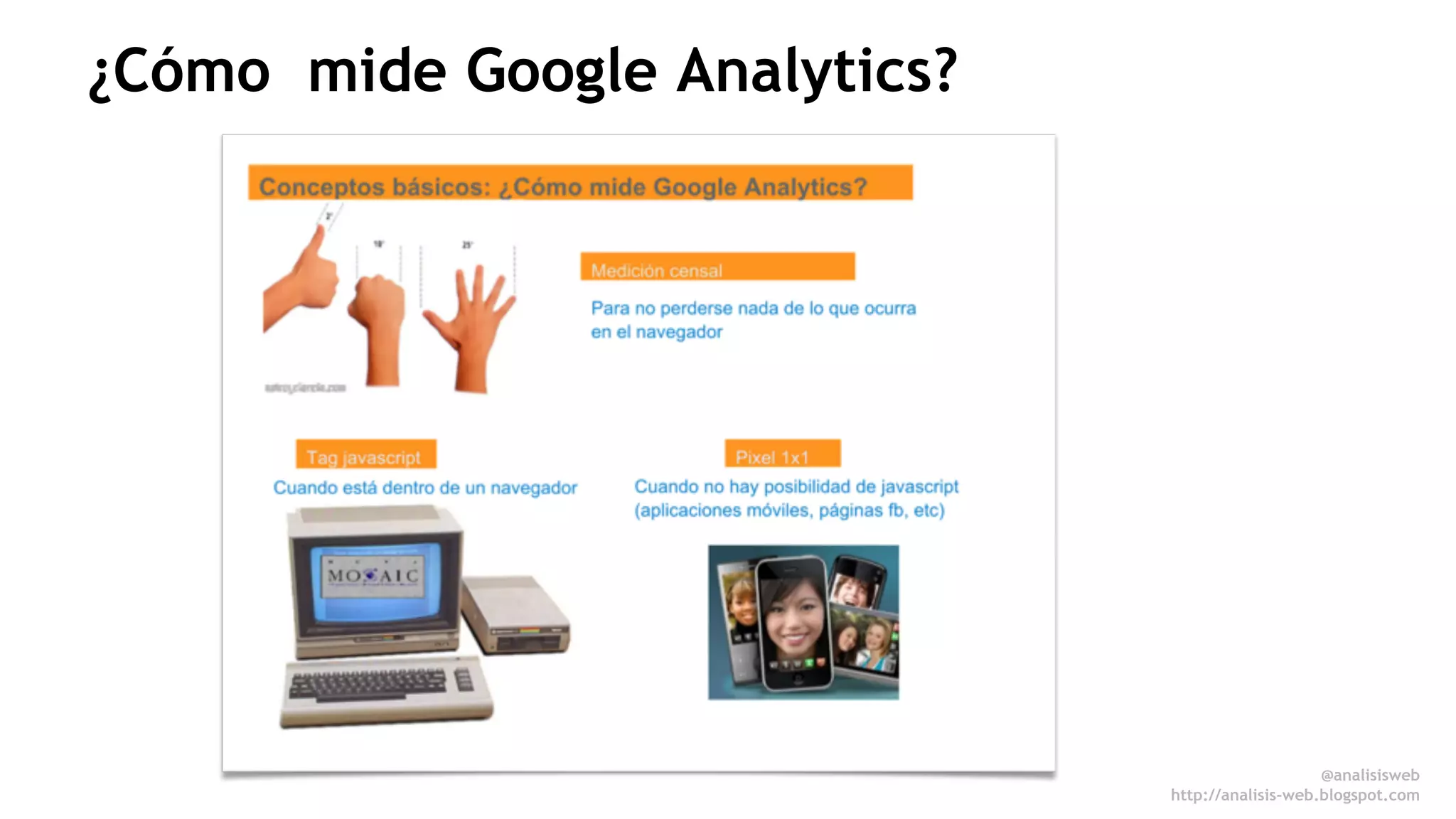 ¿Cómo mide Google Analytics? 
@analisisweb 
http://analisis-web.blogspot.com 
 