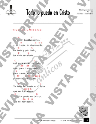 1
Salmos • Himnos • Cánticos © 2024, Any-Ann | Cancionero
Edición y acordes por
Ani – Ann
Alabanzas a nuestro Dios
Todo lo...