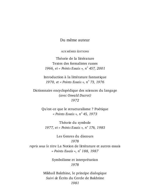Todorov Tzvetan Poetique De La Prose