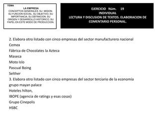 TEMA LA EMPRESACONCEPTOS GENERALES. SU  MISION. SU FUNCION SOCIAL. SU OBJETIVO. SU IMPORTANCIA. SU DEFINICION. SU ORIGEN Y DESARROLLO HISTORICO. SU PAPEL EN ESTE MODO DE PRODUCCION.EJERCICIO   Núm.     16INDIVIDUALLECTURA Y DISCUSION DE TEXTOS. ELABORACION DE COMENTARIO PERSONAL. Comentario personal en una cuartilla sobre  Miguel Ángel Dávila Cinemex es una empresa que comenzó con capital estadounidense; pero hoy, después de que Grupo México la adquirió, se volvió mexicana.Cinemex tiene sus inicios en un plan de negocios universitario. Adolfo Fastlicht, Miguel Angel Dávila Guzmán y MatthewHeyman especularon que México estaba listo para lo que ellos llamaron "salas de cine de clase mundial". Cuando las regulaciones fueron levantadas con la Ley de Cinemtografía de 1992, Adolfo Fastlicht y Miguel Angel Dávila decidieron que la Ciudad de México ofrecía un mercado atractivo para una cadena de cine de alto rango. En 1994, se aseguraron 21.5 millones de pesos en un financiamiento equitativo entre socios de JPMorgan y una asociación de la familia Bluhm de Chicago, CMexInvestors. El trato es generalmente reconocido por ser la más grande inversión de capital para el establecimiento de una empresa en la historia de México.