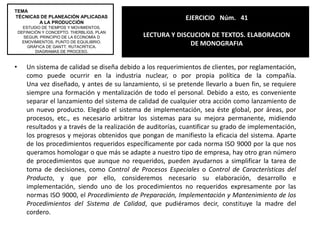 Abandonar la planta y reacomodar otra nueva.5. Menciona cinco factores esenciales a considerar en la localización de la planta industrial.Mercados, Materias primas, Aspectos fiscales, Condiciones climáticas, Agua, Luz, Control Ambiental, Transportes, Mano de obra, Desarrollo de la región, Factores de la comunidad, Comunicaciones, Etc.6. Menciona la diferencia entre comprar y hacer. Argumenta una decisión si eliges cualquier opción anterior.La empresa debe elegir muy bien comprar a otra empresa o elaborar un producto o algunas de sus partes. Para tomar esta importantísima decisión se deben de tomar en cuenta las condiciones económicas y al mercado además de los recursos de la empresa y su prestigio para así tener claridad de lo que puede o no invertir y en qué.Por una parte tenemos que el comprar la mayoría de las partes de un producto implica algunos riesgos pues está sujeta a la entrega de sus proveedores y además no puede controlar completamente la calidad, en cambio hacer conlleva el tener más recursos y maquinarias por tanto la inversión de más capital.