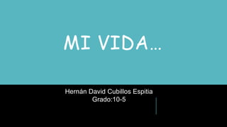 MI VIDA…
Hernán David Cubillos Espitia
Grado:10-5
 