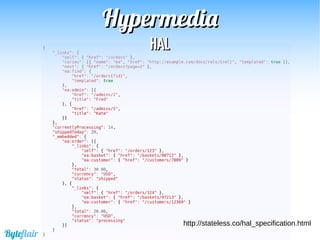 HypermediaHypermedia
Byteflair
HALHAL
http://stateless.co/hal_specification.html
 
