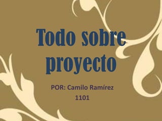 Todo sobre
 proyecto
 POR: Camilo Ramírez
        1101
 