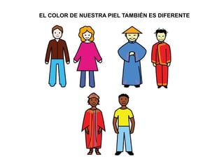 EL COLOR DE NUESTRA PIEL TAMBIÉN ES DIFERENTE 
 