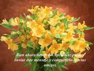 Bien ahora tienes dos opciones: puedes
enviar este mensaje y compartirlo con tus
                amigos
 