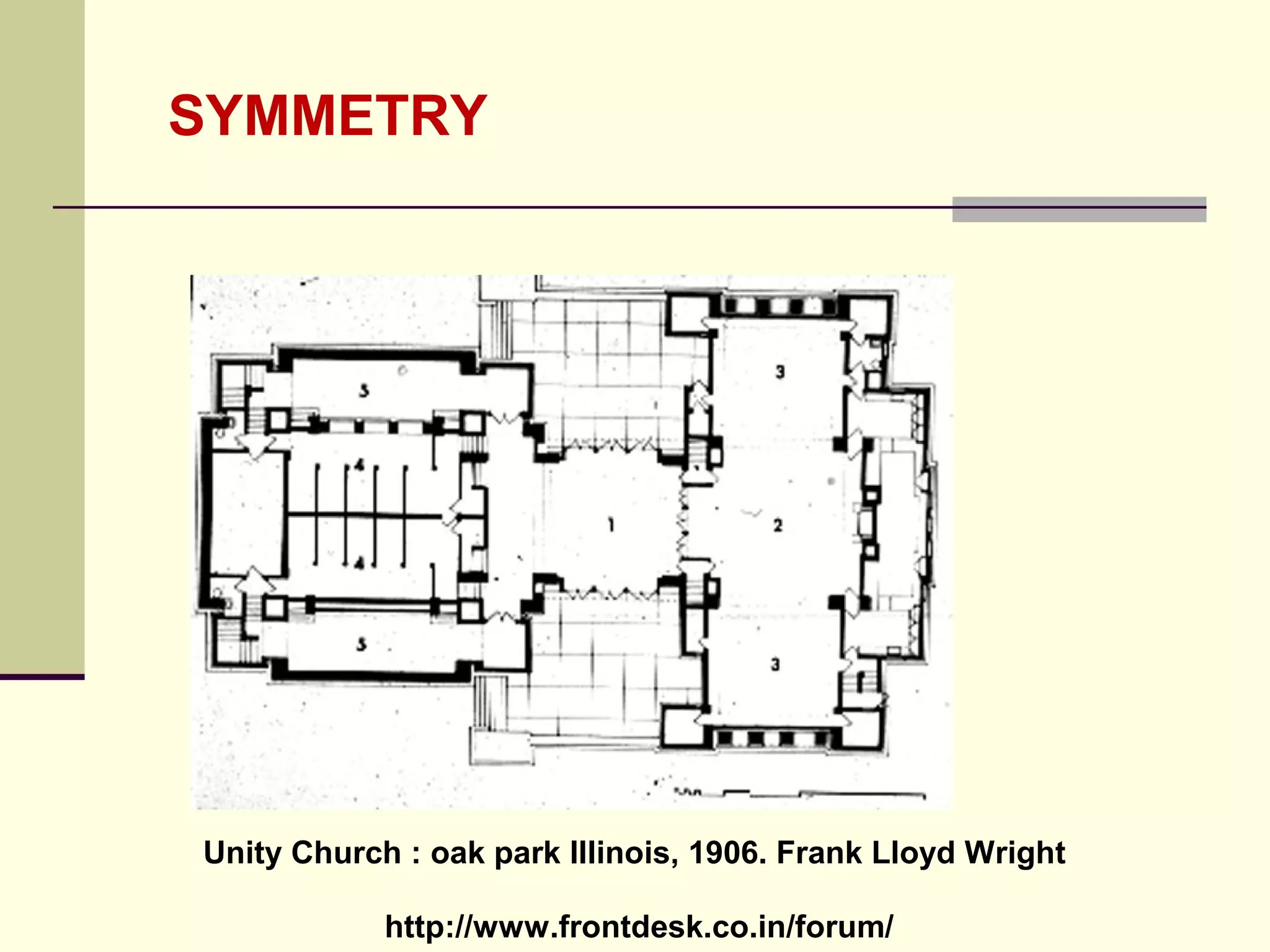 http://www.frontdesk.co.in/forum/
Unity Church : oak park Illinois, 1906. Frank Lloyd Wright
SYMMETRY
 