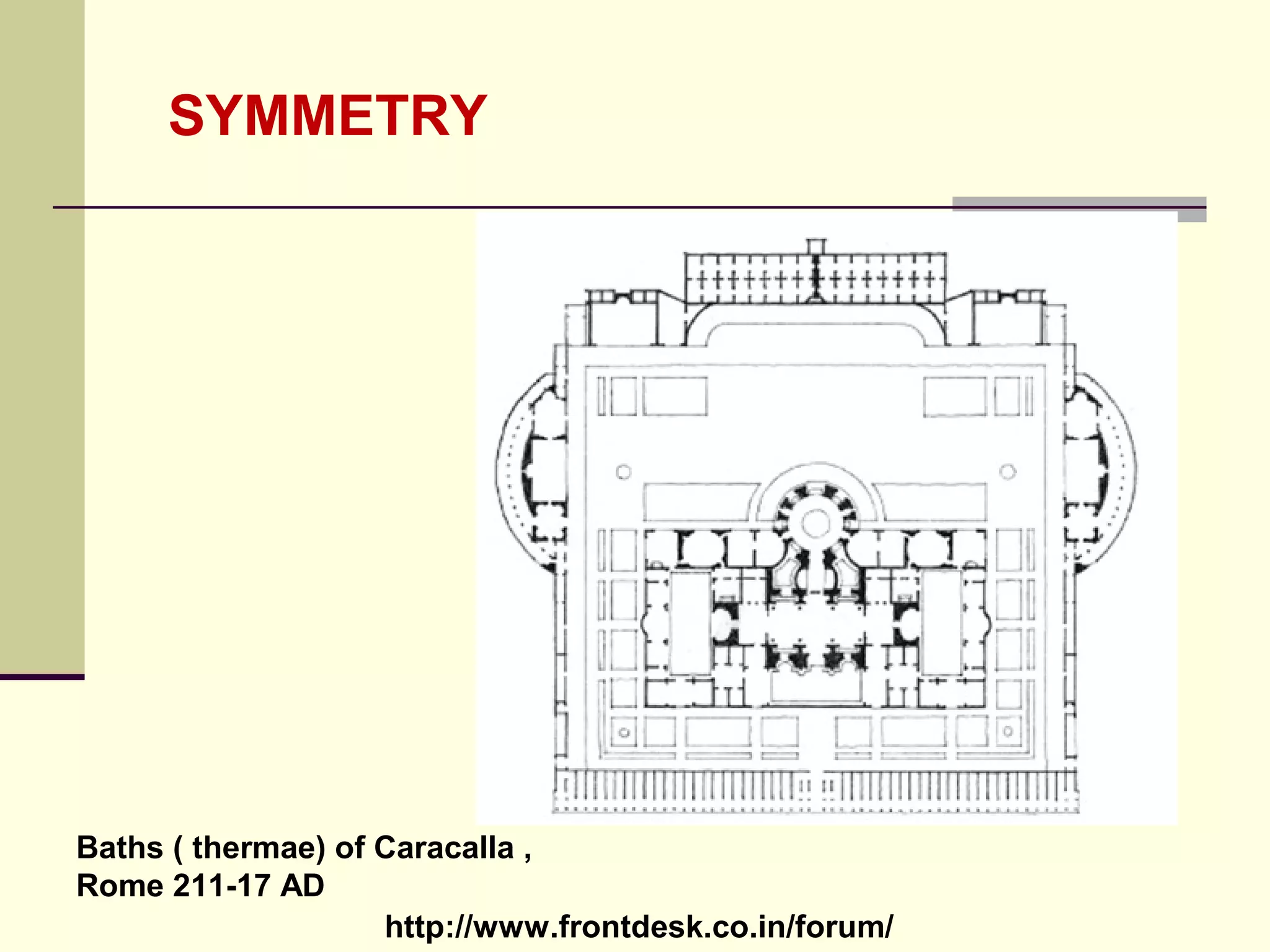 http://www.frontdesk.co.in/forum/
Baths ( thermae) of Caracalla ,
Rome 211-17 AD
SYMMETRY
 