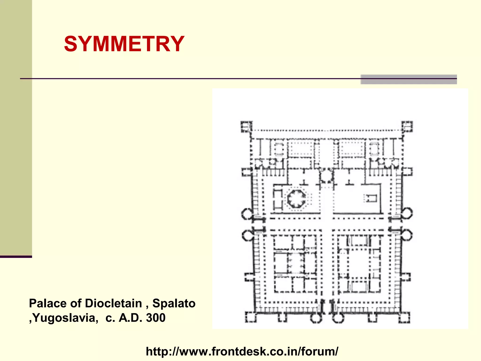 http://www.frontdesk.co.in/forum/
Palace of Diocletain , Spalato
,Yugoslavia, c. A.D. 300
SYMMETRY
 