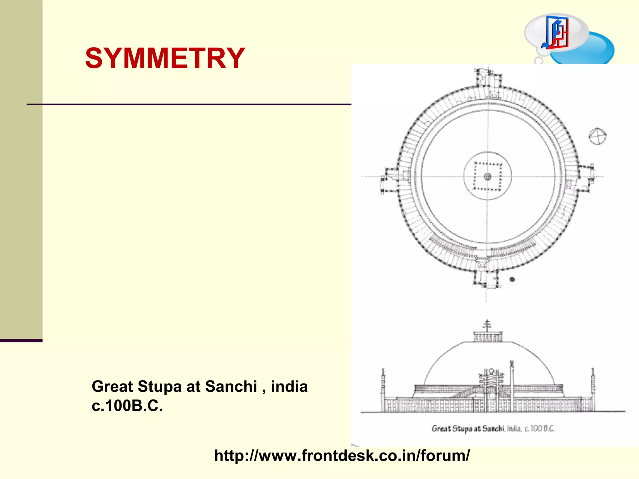 Great Stupa at Sanchi , india c.100B.C. SYMMETRY 