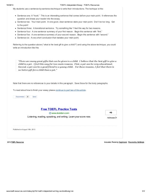 Toefl essay samples pdf image