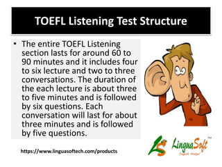 Toefl listening test structure & tips | PPTX | Educational Assessment ...