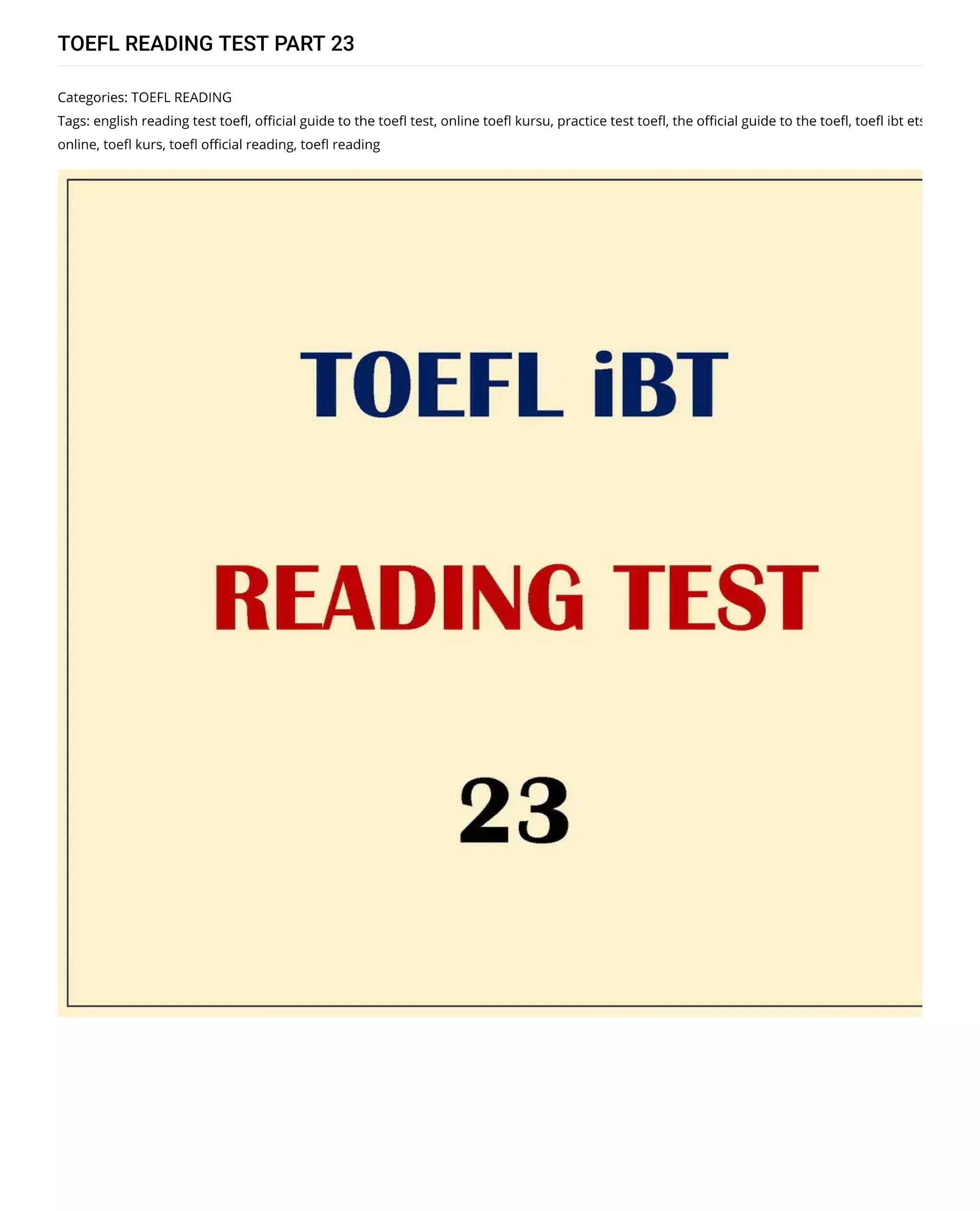 Toefl Reading Test Pdf – Toefl Reading Test Gratuit – CBAH