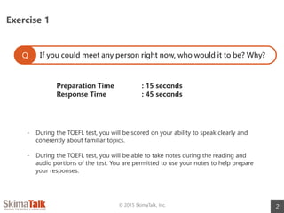 Toefl speaking test preparation Lesson 7 (t) | PPTX