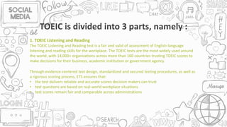 Toeic (1)The TOEIC (Test of English for International Communication) is ...