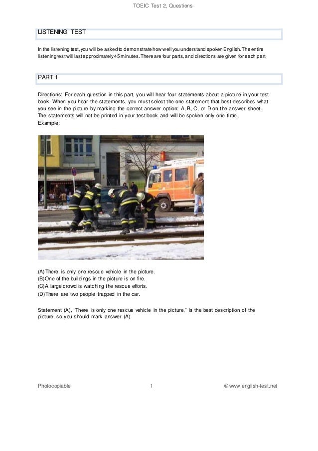 full listening 01 toeic test Toeic  Questions  2 Dá»ch thuáº­t