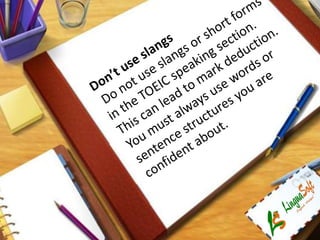 Toeic speaking Tips & Tricks