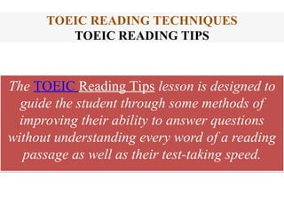 TOEIC Teaching method.ppt for TOEIC teac | PPT