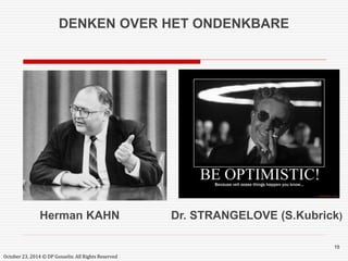 Herman KAHN Dr. STRANGELOVE (S.Kubrick) 
October 23, 2014 © DP Gosselin. All Rights Reserved 
15 
DENKEN OVER HET ONDENKBARE 
 