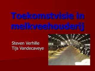 Toekomstvisie in   melkveehouderij Steven Verhille Tijs Vandecaveye 