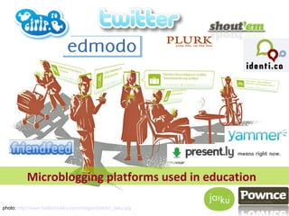 photo:  http://www.heikkironkko.com/images/yolehti_jaiku.jpg Microblogging platforms used in education  