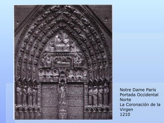 Notre Dame París
Portada Occidental
Norte
La Coronación de la
Virgen
1210
 