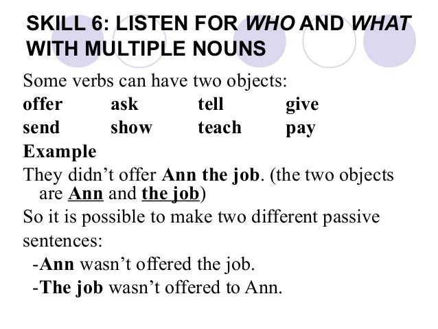 Resultado de imagen para LISTEN FOR WHO AND WHAT WITH MULTIPLE NOUNS