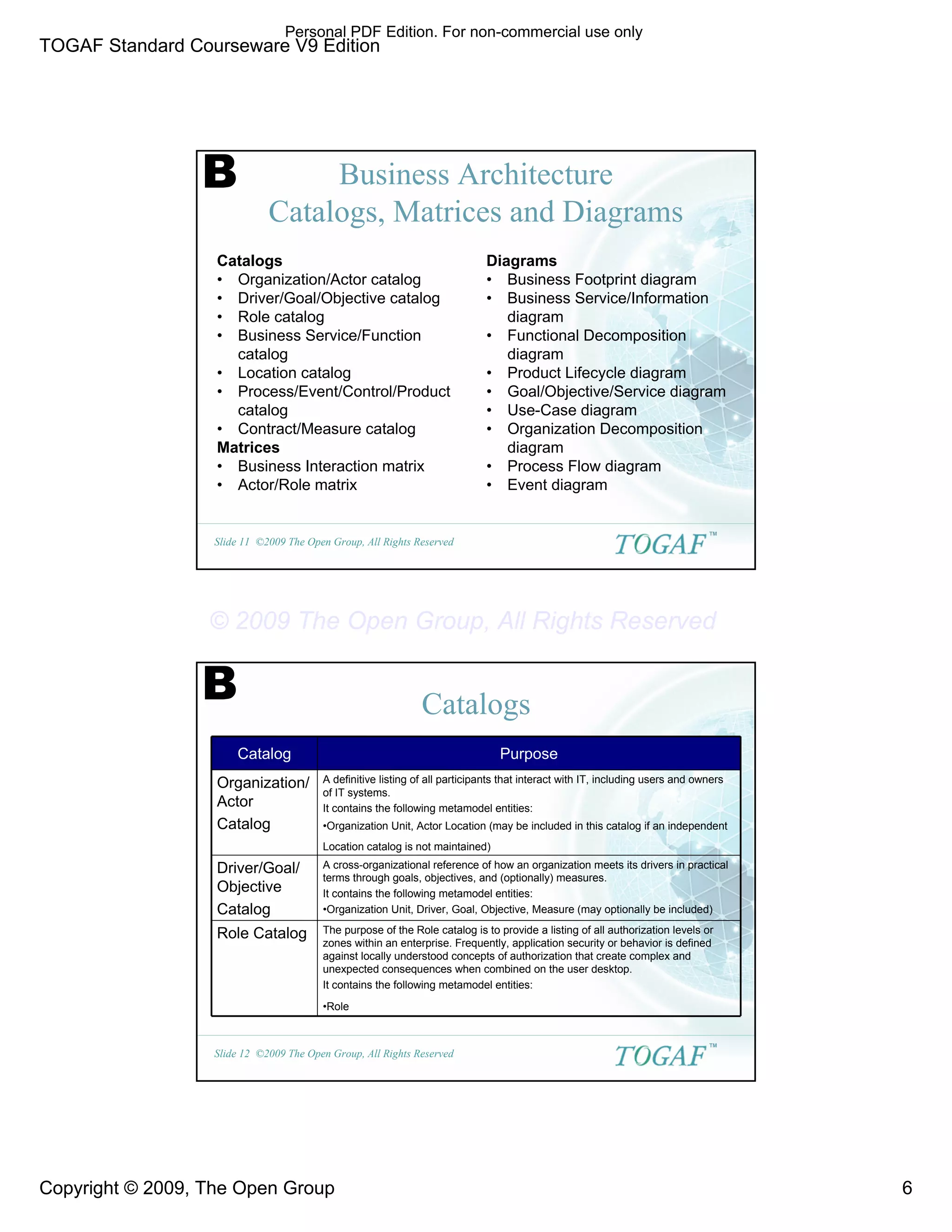 Togaf v9samplecatalogsmatricsdiagramsv2 PDF