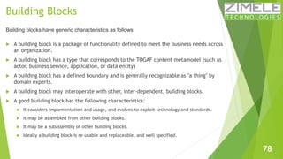 Building Blocks 
 A building block is a package of functionality defined to meet the business needs across 
an organizati...