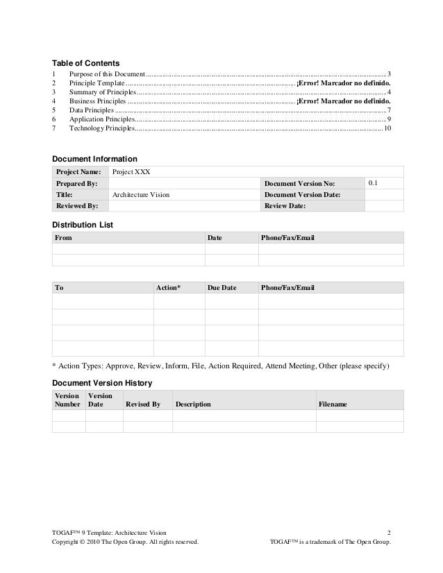 Togaf 9 Template Architecture Vision