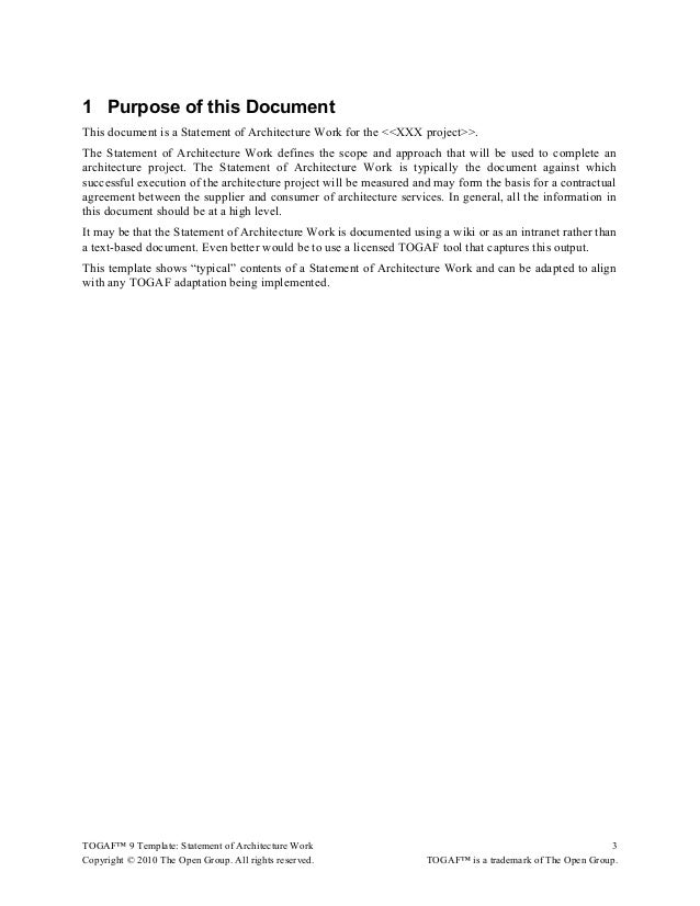 togaf 9 template statement of architecture work