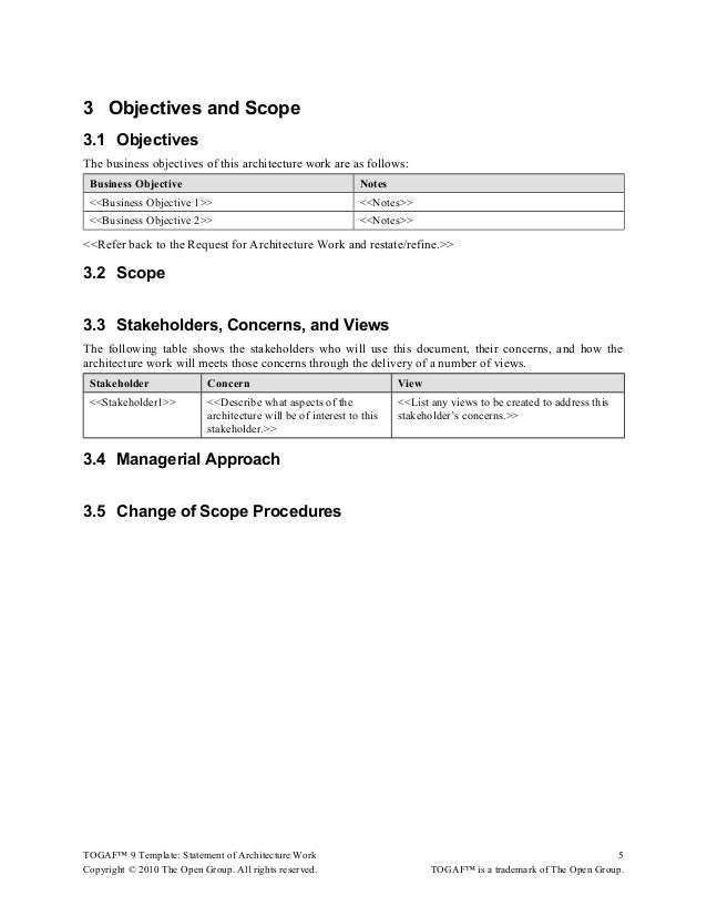 togaf 9 template statement of architecture work