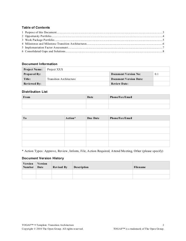 togaf 9 template transition architecture work package template excel