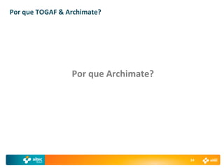 Por que TOGAF & Archimate?




                 Por que Archimate?




                                      14
 