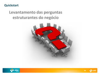 Quickstart

   Levantamento das perguntas
     estruturantes do negócio




                                46
 