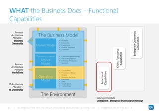 | AN INTRODUCTION INTO THE DESIGN OF BUSINESS USING BUSINESS AR CHITECTURE | ENTERPRISE ARCHITECTS © 201 346
Capability dr...