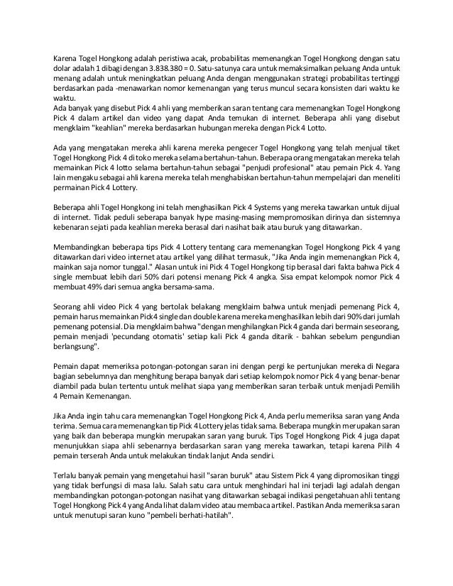 Togel Hongkong Bisa Ciptakan Bisnis Online Untuk Kamu