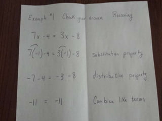 Solving an Equation with variables on both sides