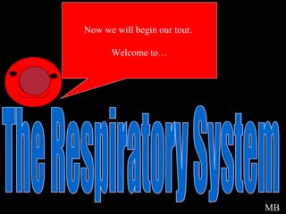 Welcome The Respiratory System Now we will begin our tour.  Welcome to… MB 